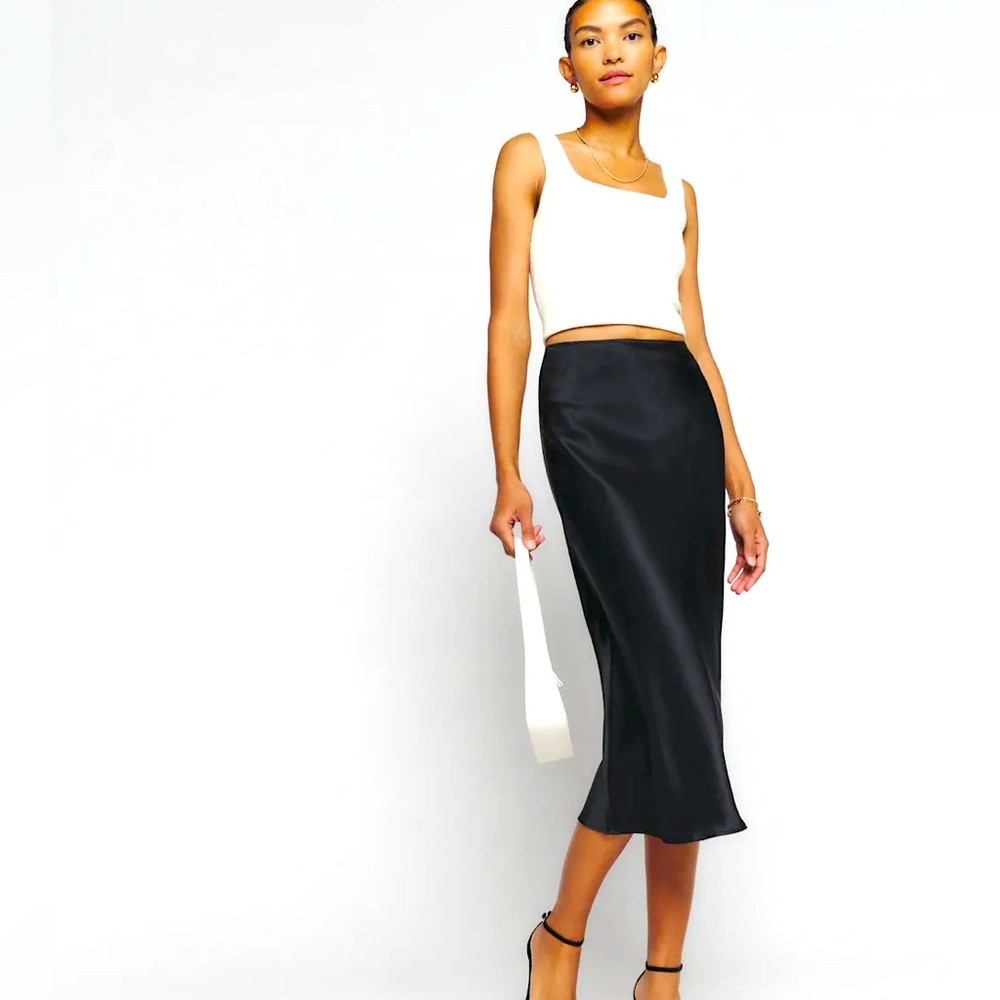 Reformation Pratt Silk Skirt Black - Size 6